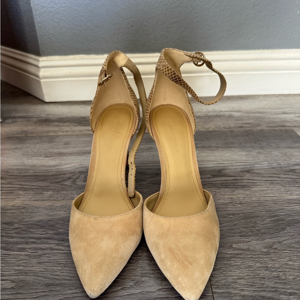 Marc Fisher Beige Ankle Strap Heels
